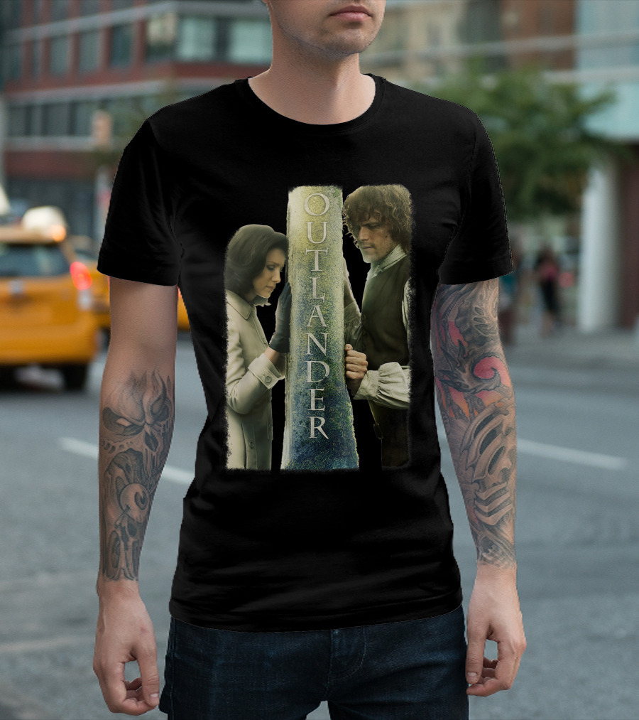 Outlander Jamie Claire Divided by Barrier T-Shirt
