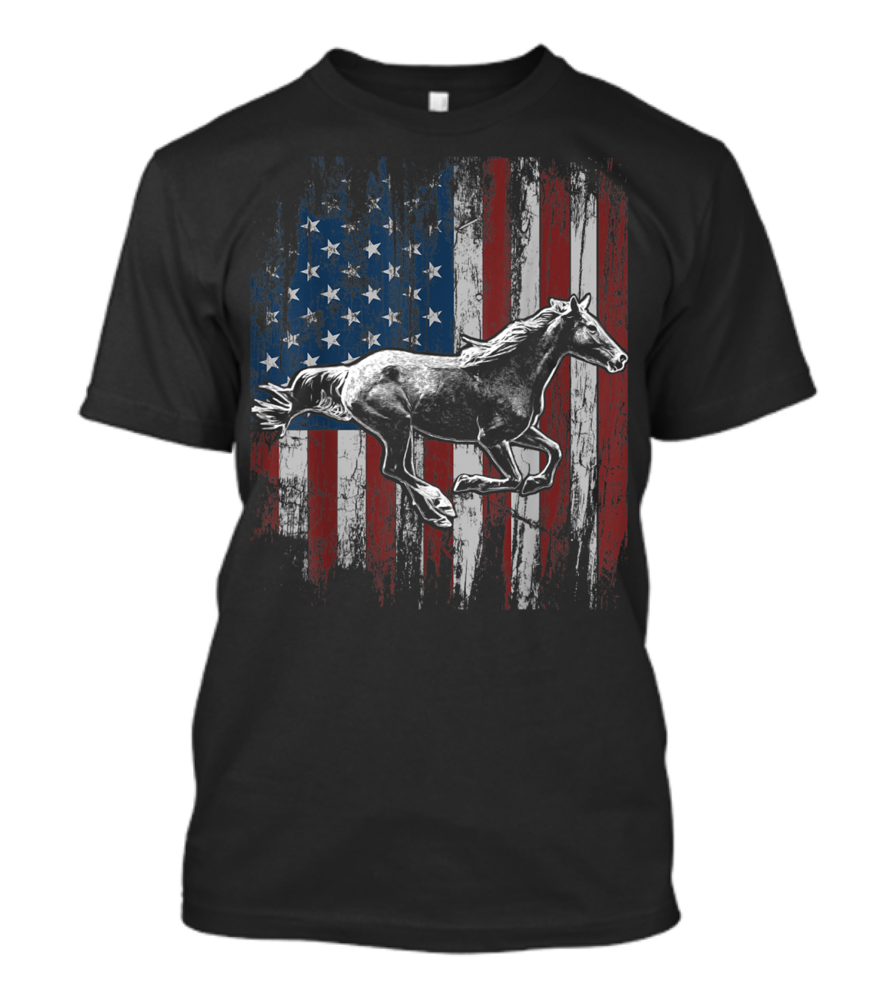 American Flag Patriotic Horseback Riding T-Shirt
