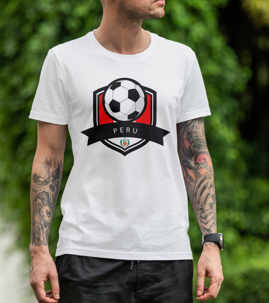 Peru Soccer Ball Peruvian Flag Football Emblem T-Shirt