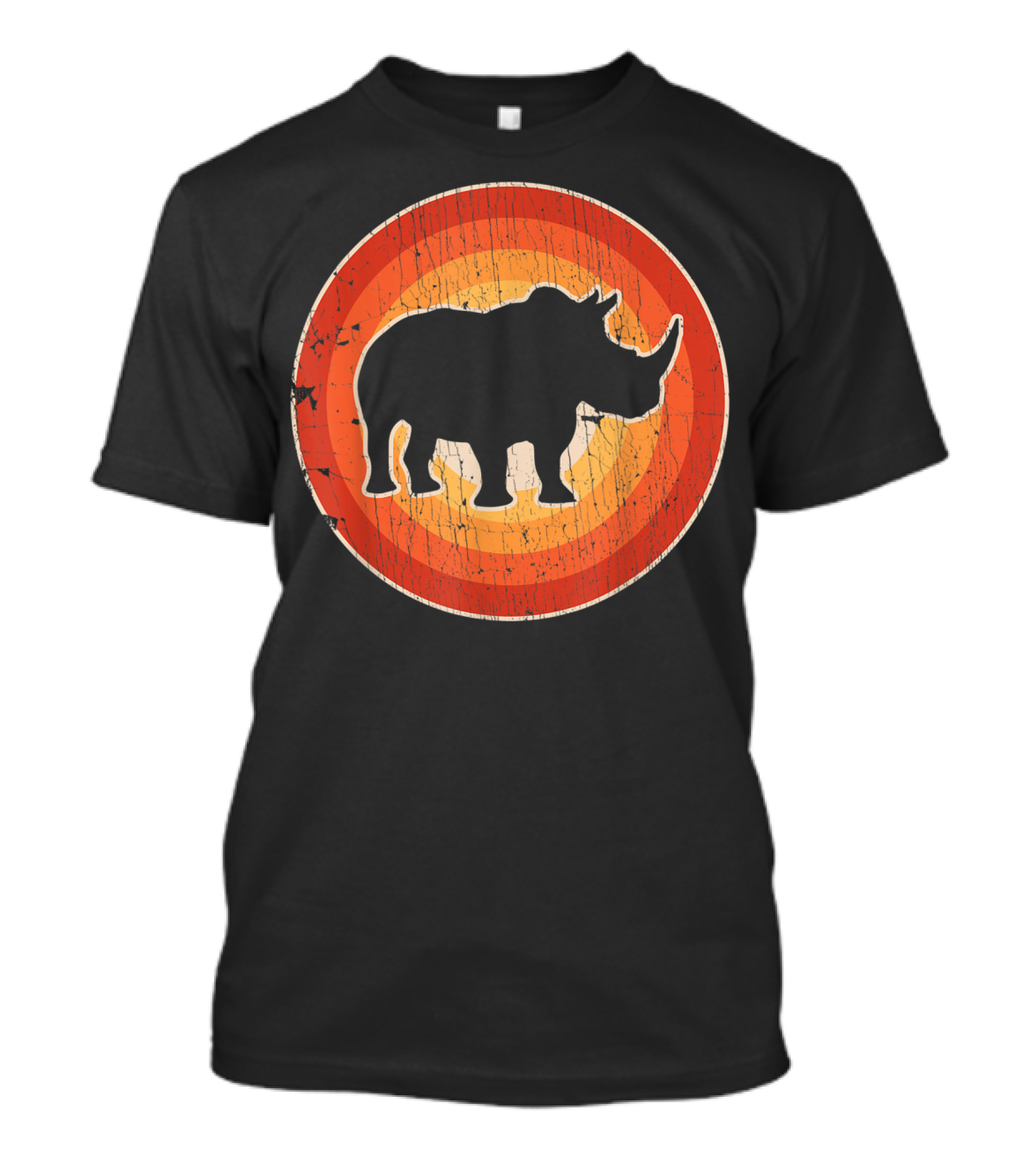 Rhino Vintage Style 60S 70S Retro Circle T-Shirt
