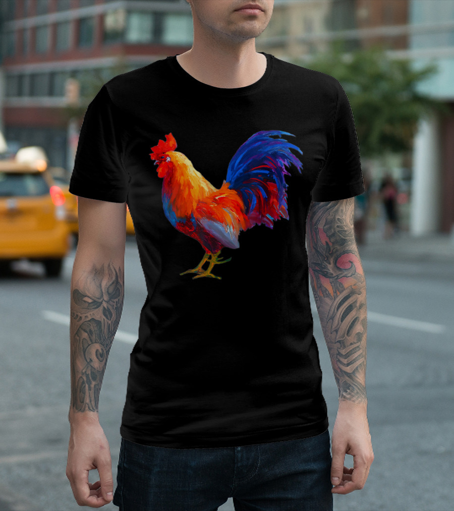Rooster Country Decor Chicken Gallo Colorful Farmhouse T-Shirt