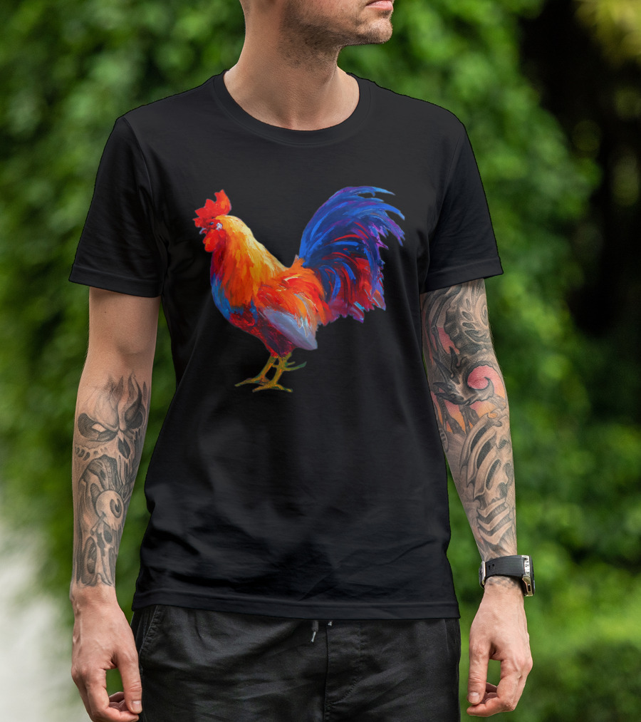 Rooster Country Decor Chicken Gallo Colorful Farmhouse T-Shirt