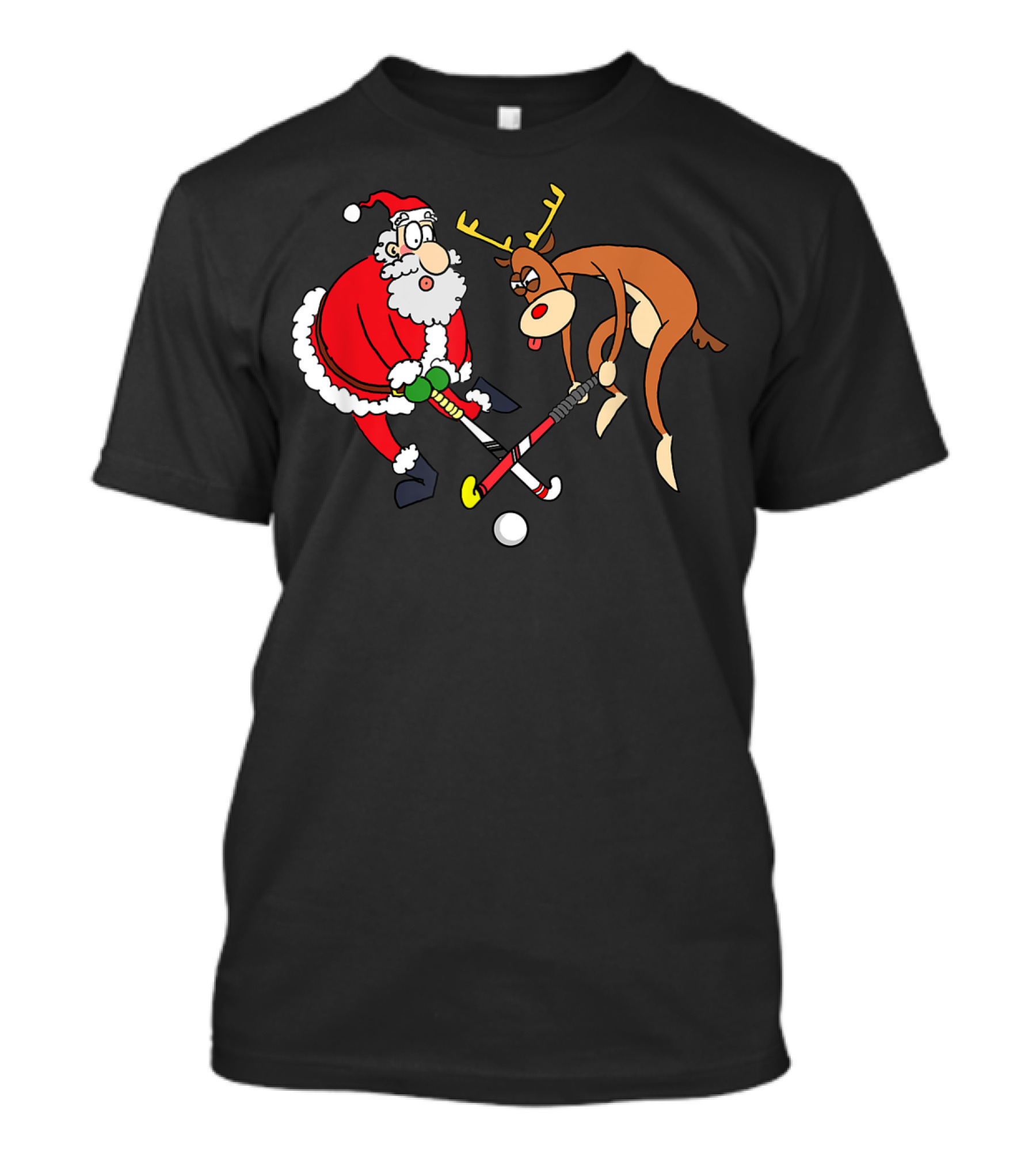 Santa Reindeer Field Hockey Match T-Shirt