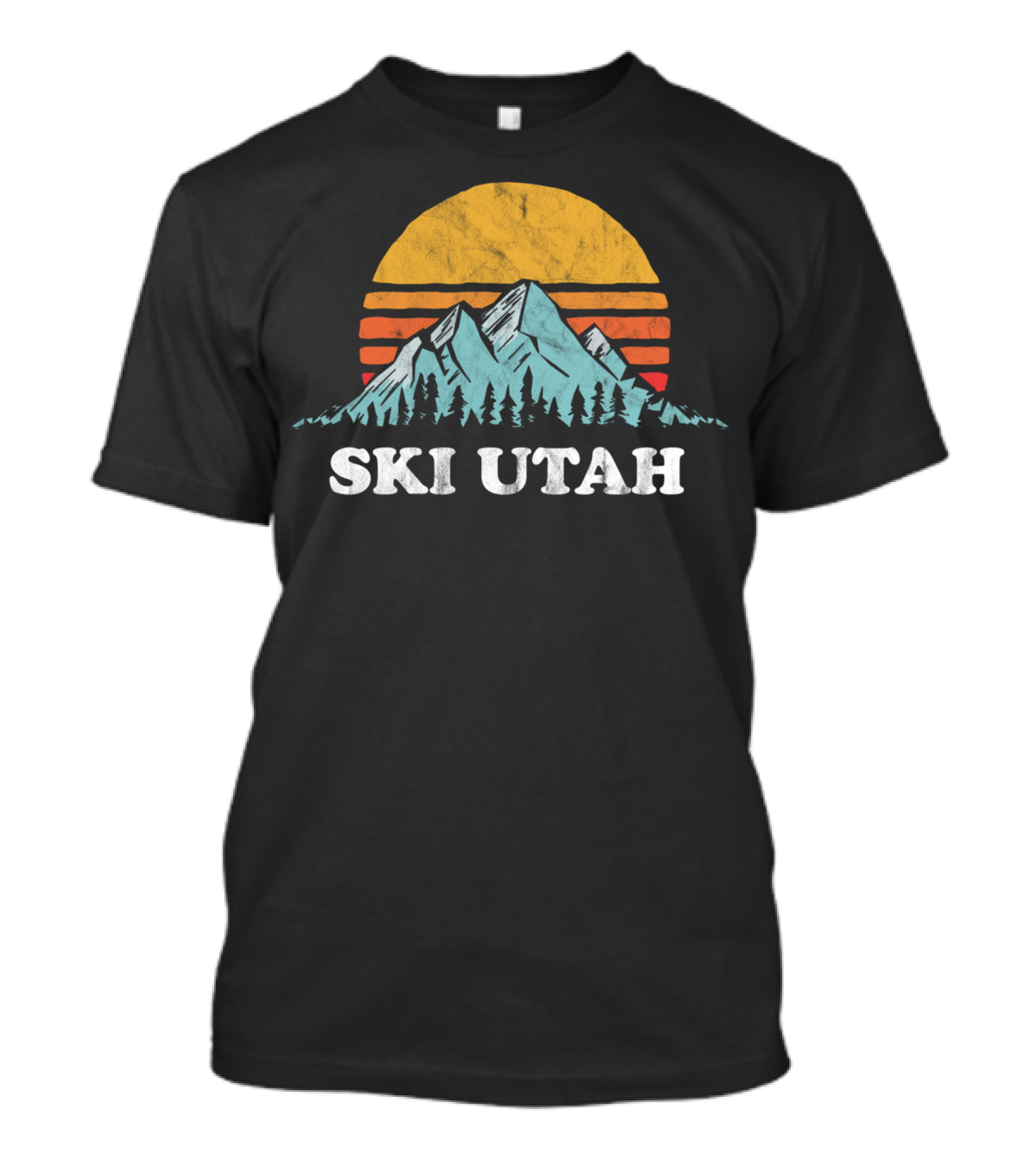Ski Utah Vintage Vibe Mountain Sunset Retro Skiing T-Shirt