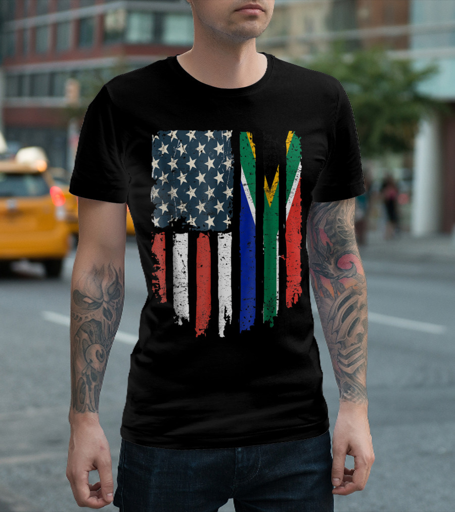 South African American Flag South Africa USA Stars and Stripes with South African Colors T-Shirt