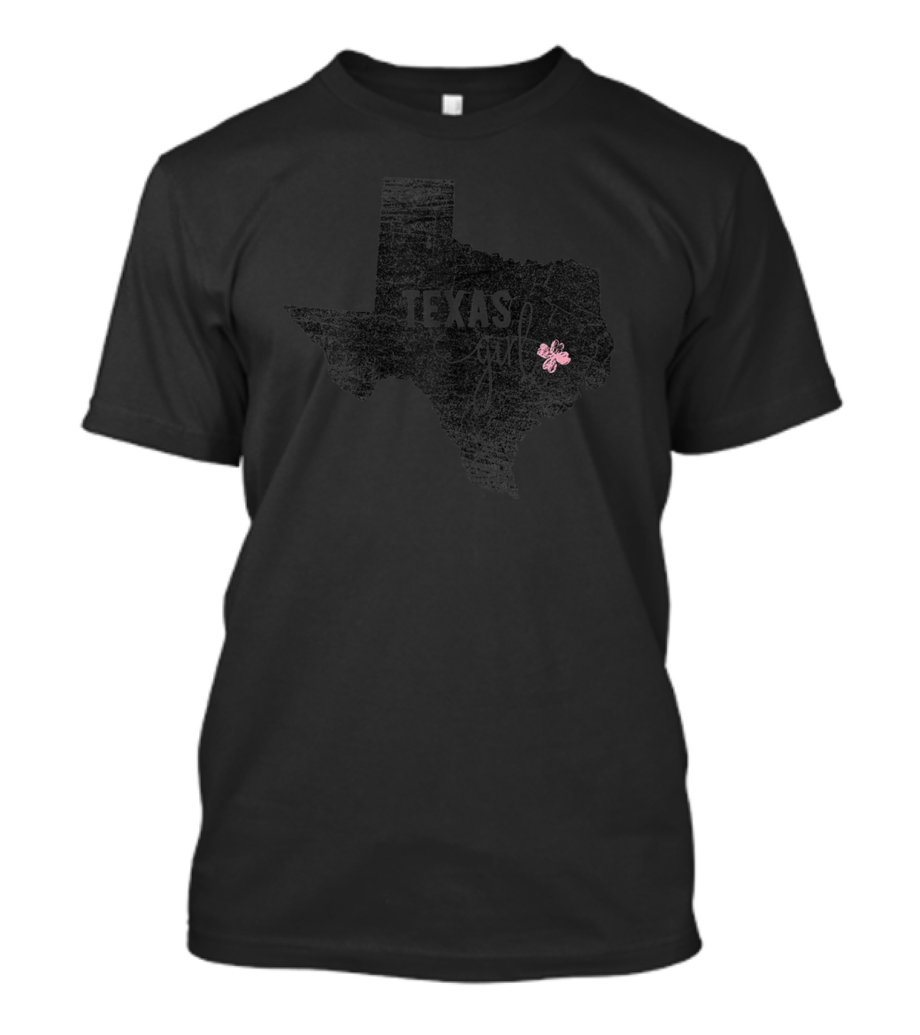 Texas Girl Chalkboard Flowers State Outline With Floral Accent T-Shirt