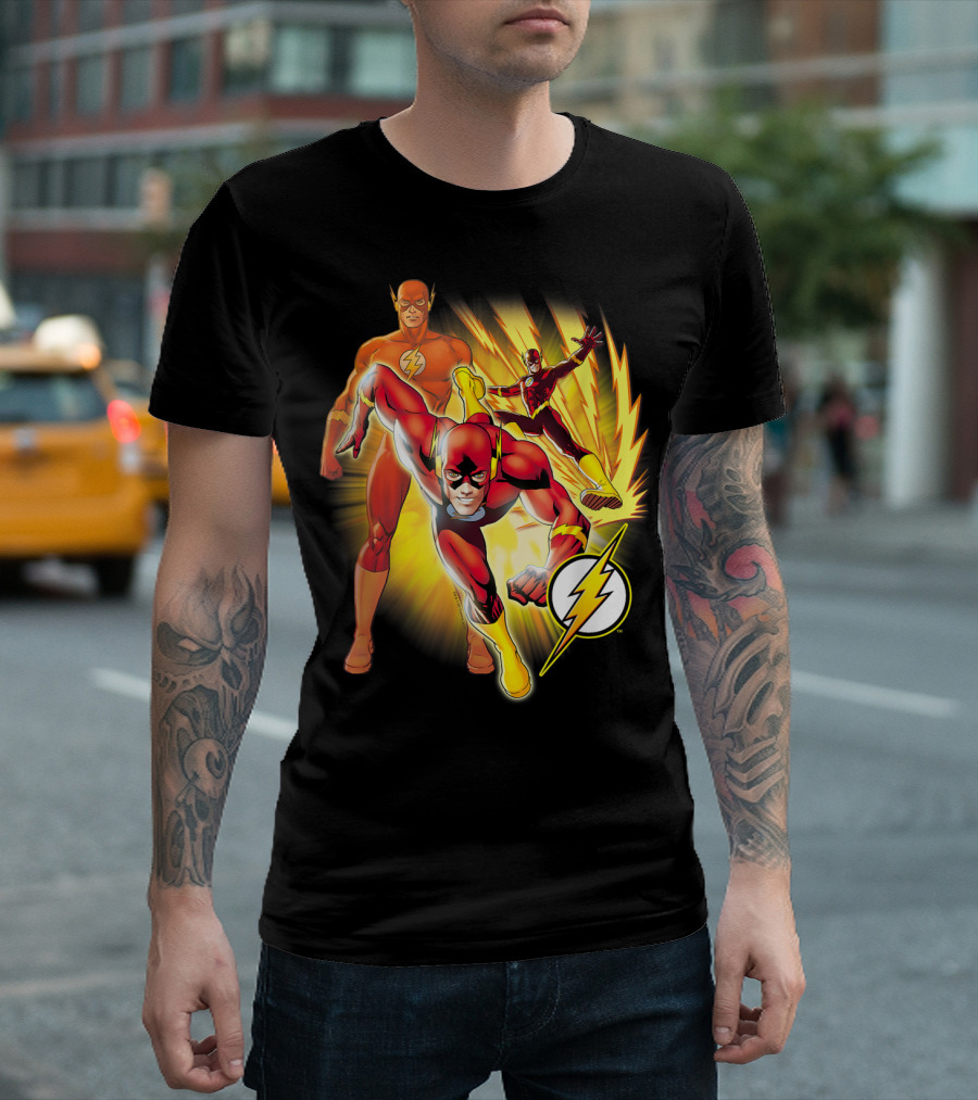The Flash Heroes Trio Speed Lightning Bolt T-Shirt