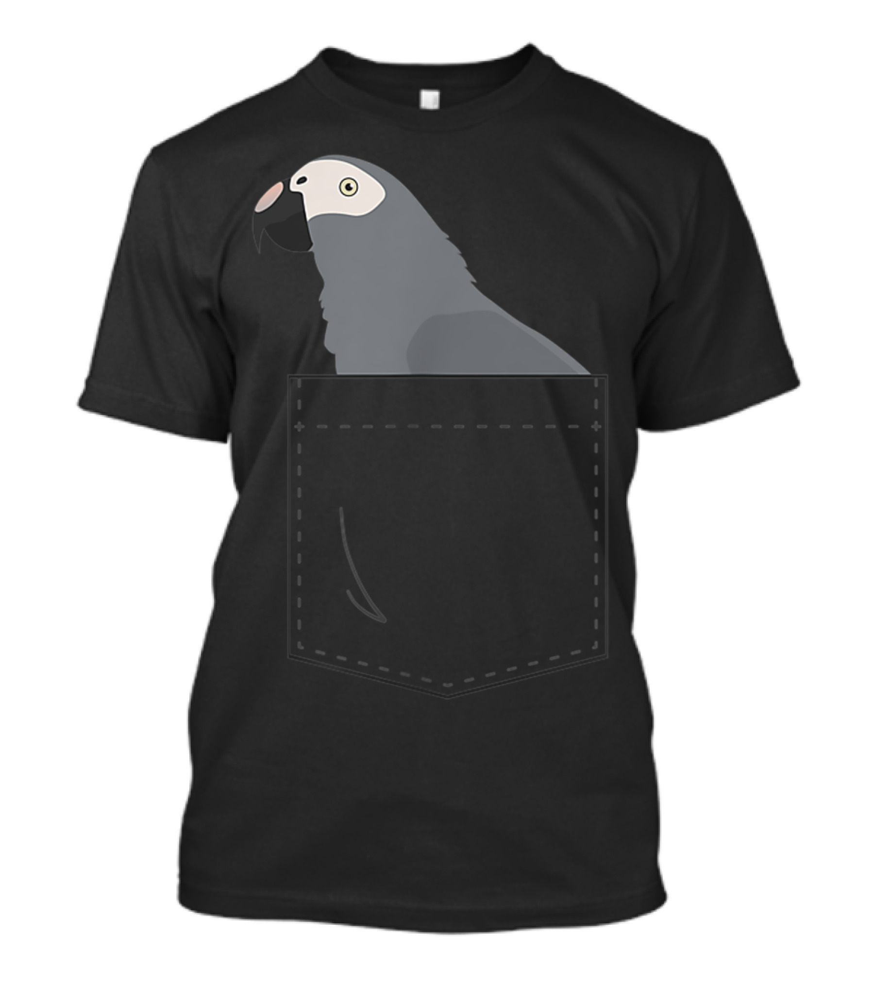 Timneh African Grey Parrot In Fake Pocket T-Shirt