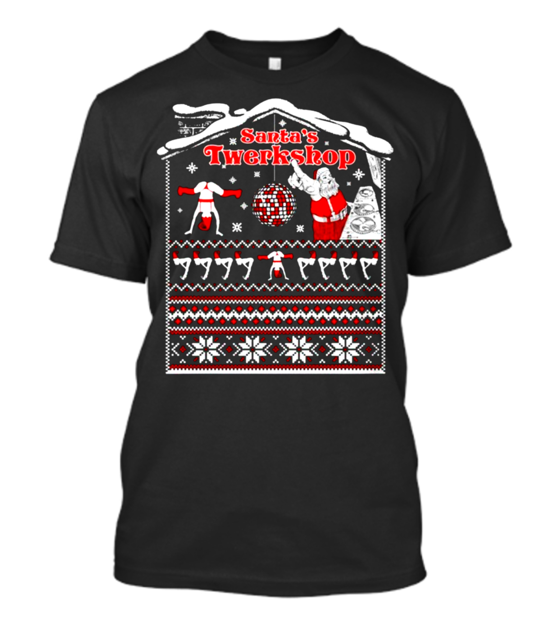 Santa's Twerkshop Ugly Christmas Funny Santa Retro T-Shirt