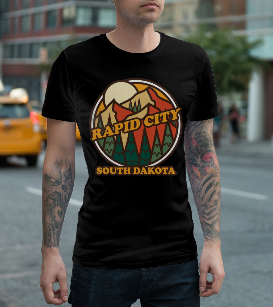 Rapid City South Dakota Vintage Mountain Sun T-Shirt