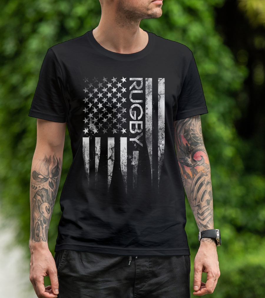 Rugby Vintage American Flag USA Sport Lover T-Shirt