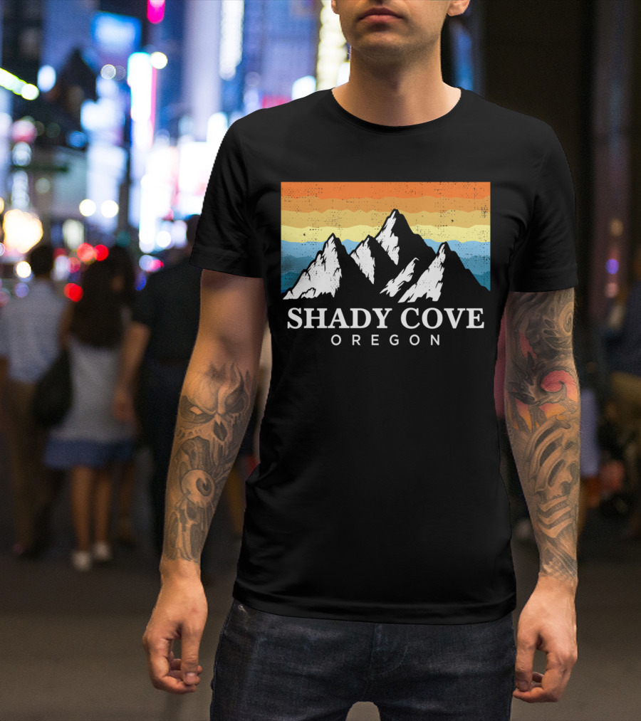 Shady Cove Oregon Vintage Mountain Hiking Retro Sunset T-Shirt