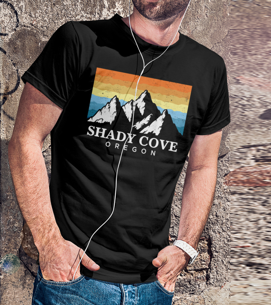 Shady Cove Oregon Vintage Mountain Hiking Retro Sunset T-Shirt