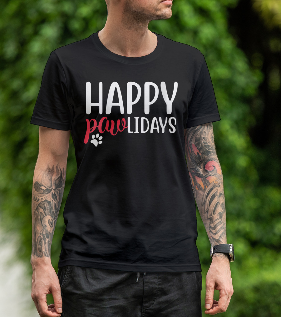 Happy Pawlidays Pet Holidays Christmas Cat T-Shirt