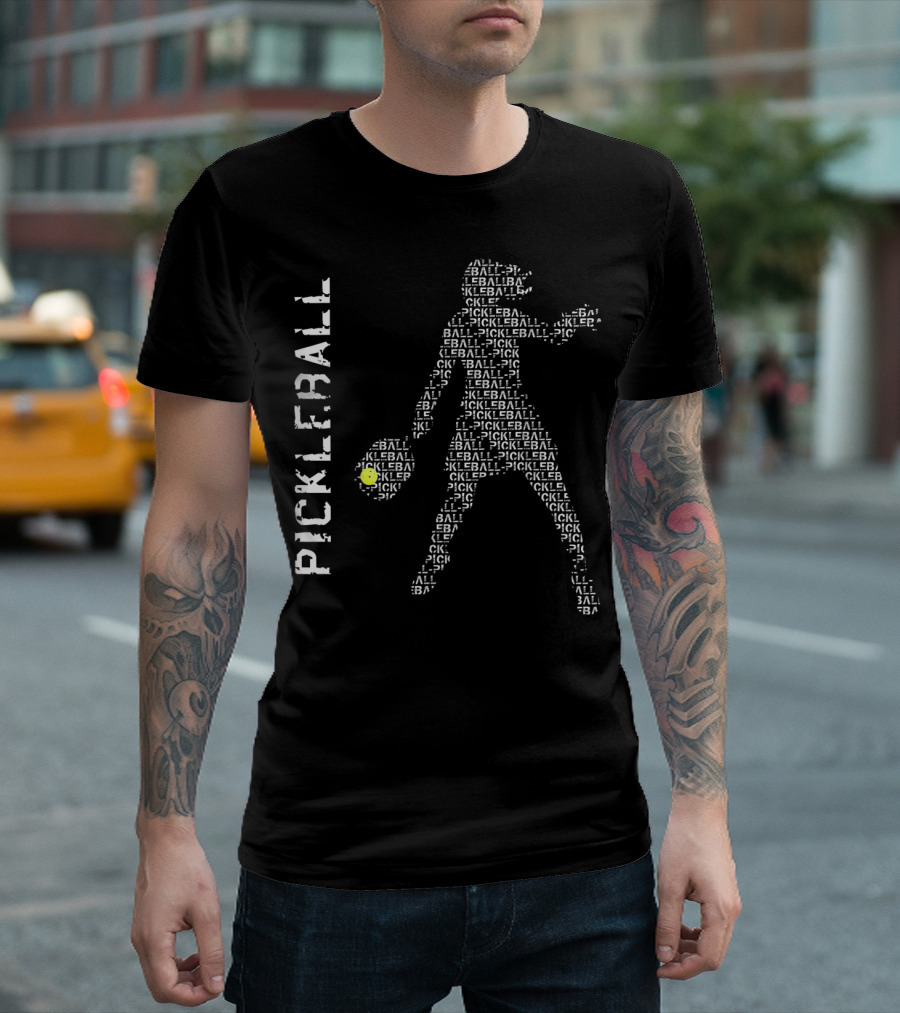Pickleball Typography Silhouette Player T-Shirt