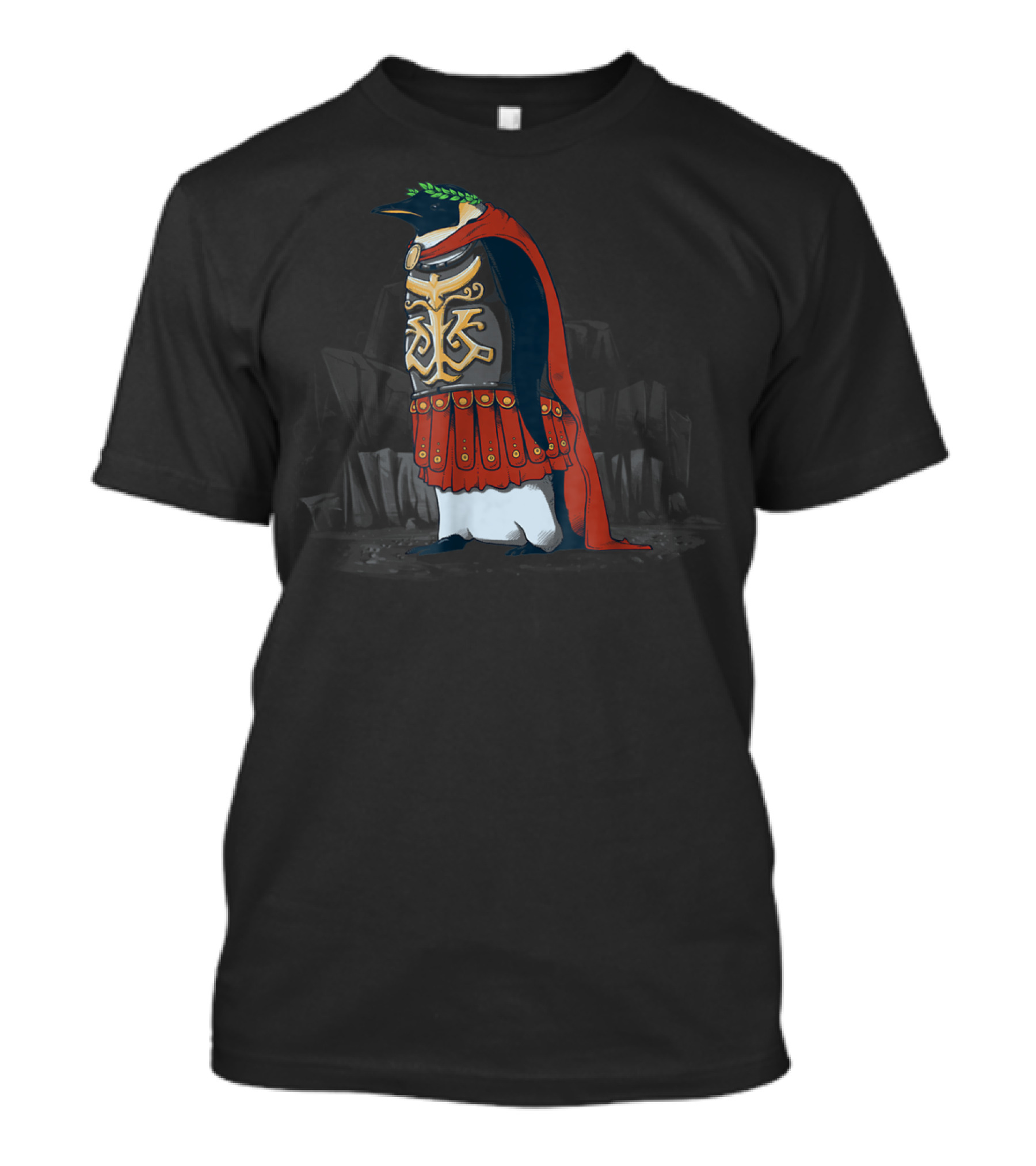 Woot Emperor Penguin Gladiator Warrior Armor T-Shirt