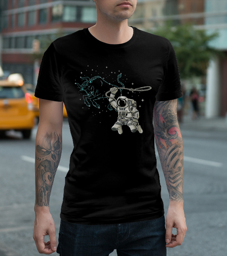 Woot Space Cowboy Astronaut Lassoes Taurus Constellation T-Shirt