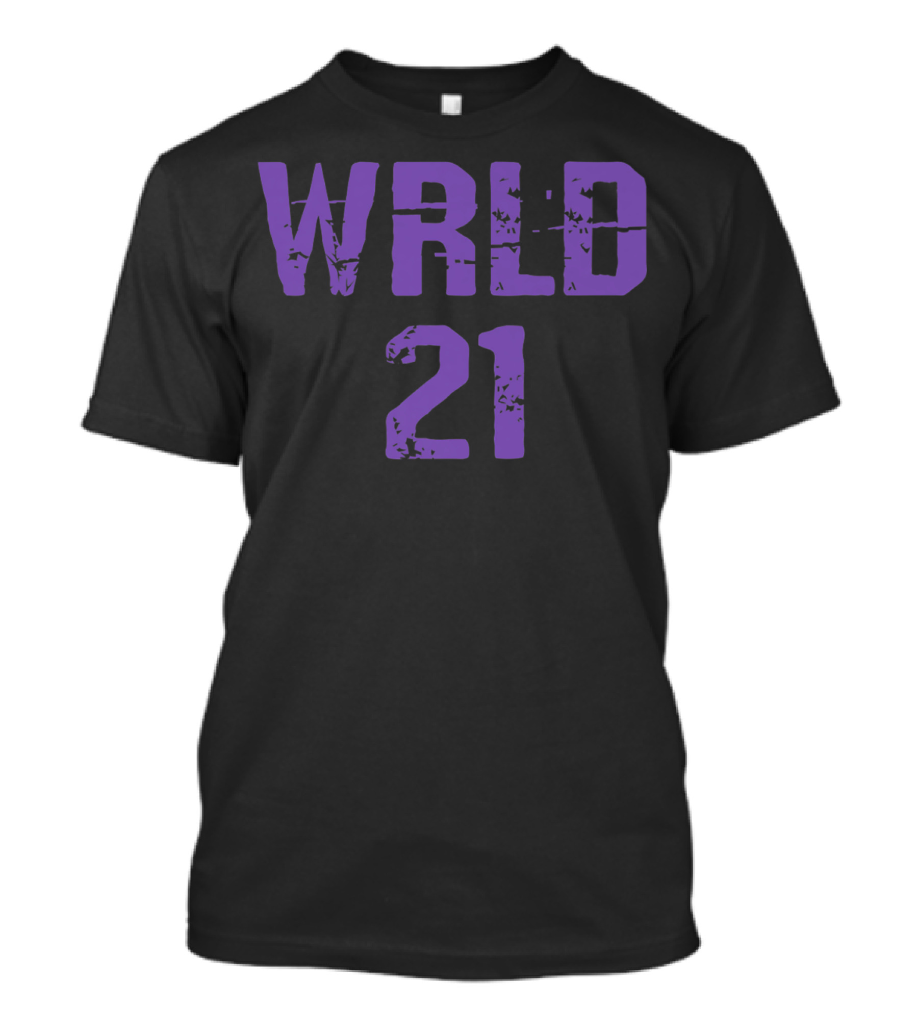 WRLD 21 Hip Hop Apparel Purple Text T-Shirt