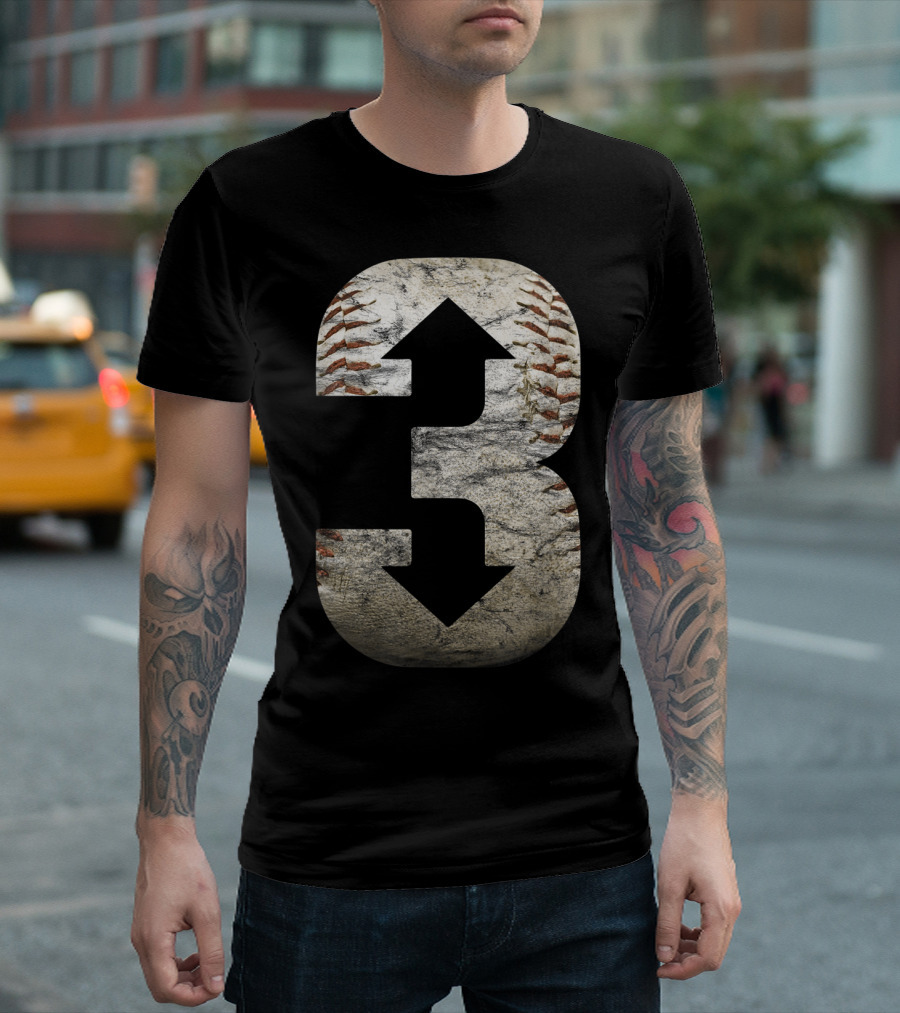 3 Up 3 Down Baseball עם כדורינה T-Shirt