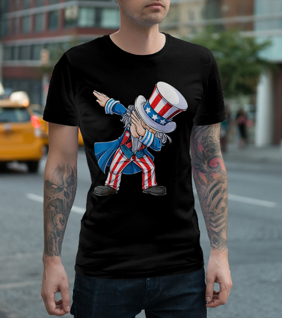 4Th Of July Dabbing Uncle Sam American Flag Dance T-Shirt