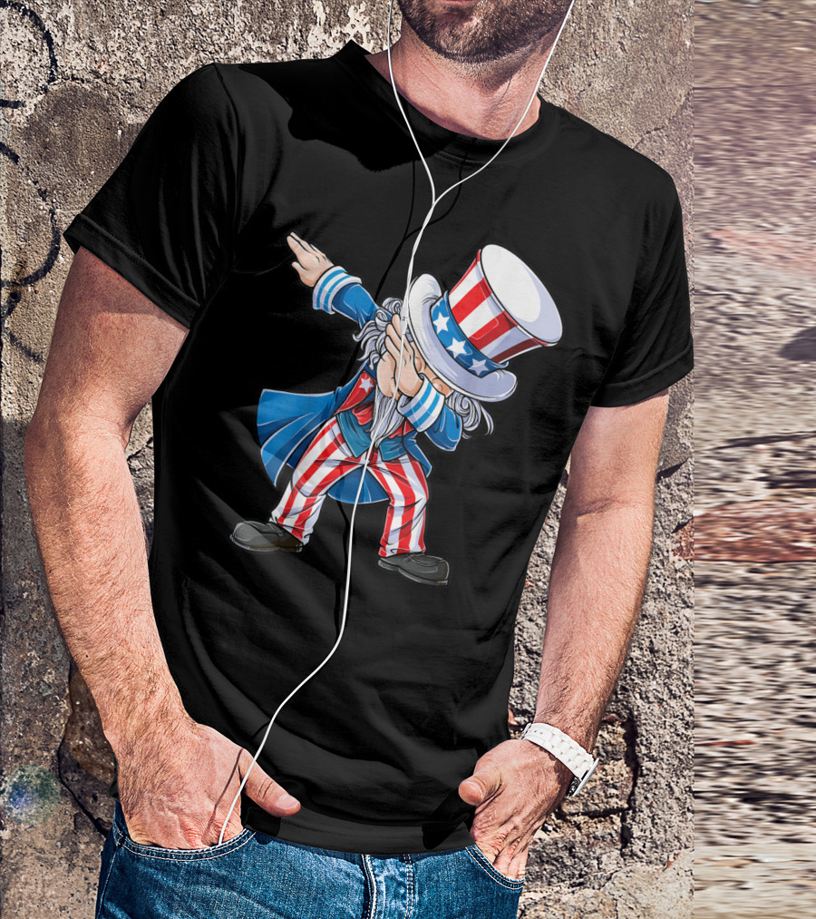 4Th Of July Dabbing Uncle Sam American Flag Dance T-Shirt