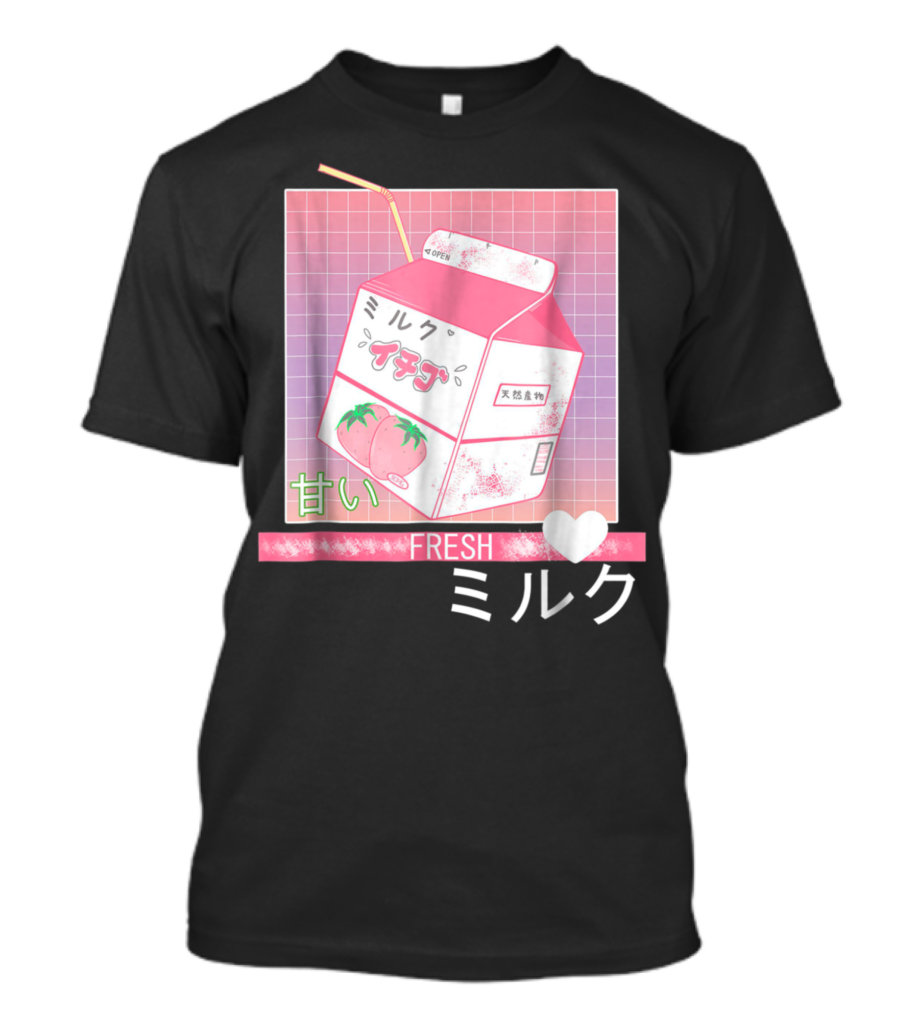 Fresh Japanese Otaku Aesthetic Milk Carton Strawberry 90s T-Shirt