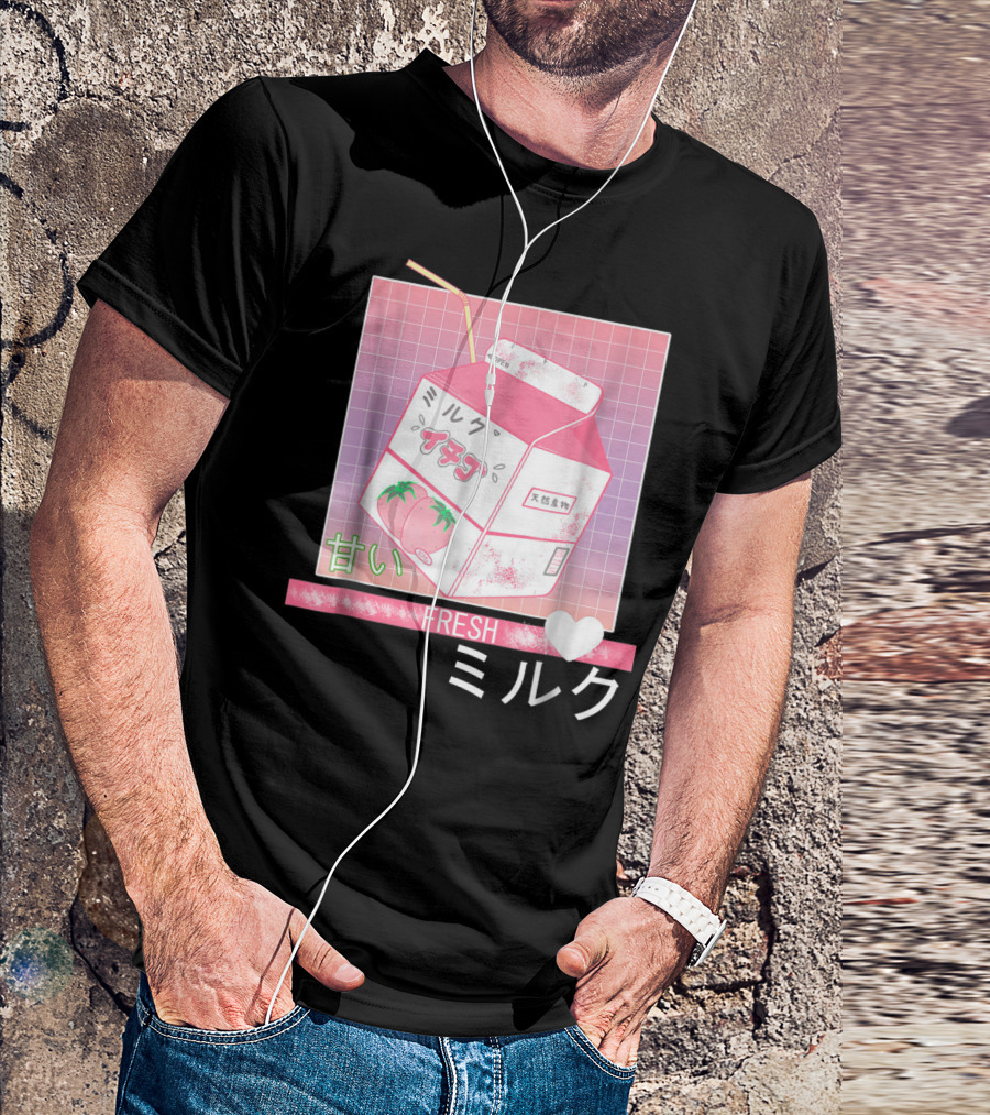 Fresh Japanese Otaku Aesthetic Milk Carton Strawberry 90s T-Shirt