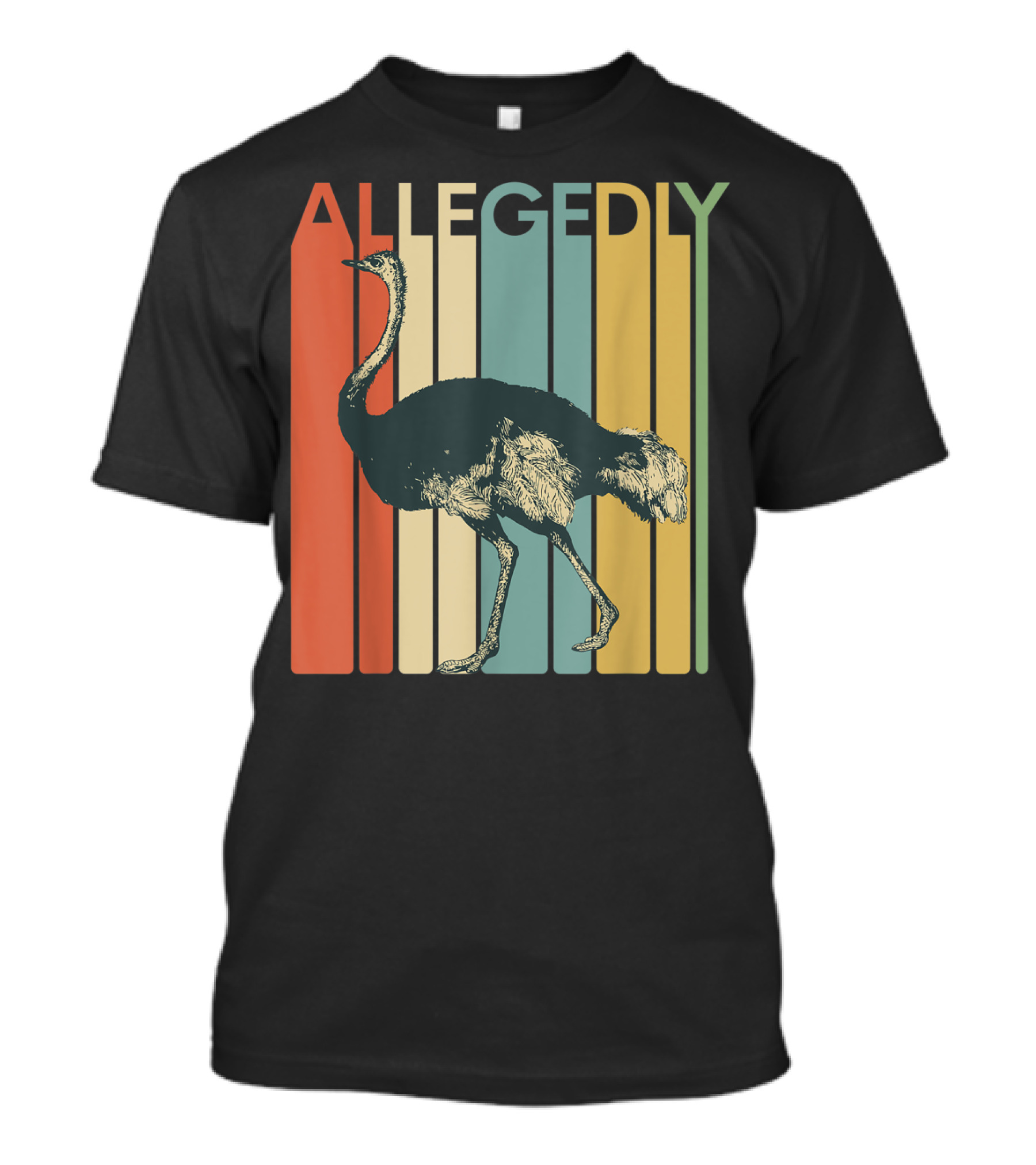 Allegedly Vintage Striped Ostrich Flightless Bird Lover T-Shirt