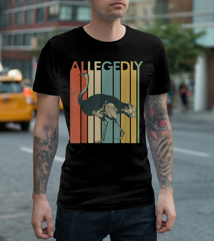 Allegedly Vintage Striped Ostrich Flightless Bird Lover T-Shirt