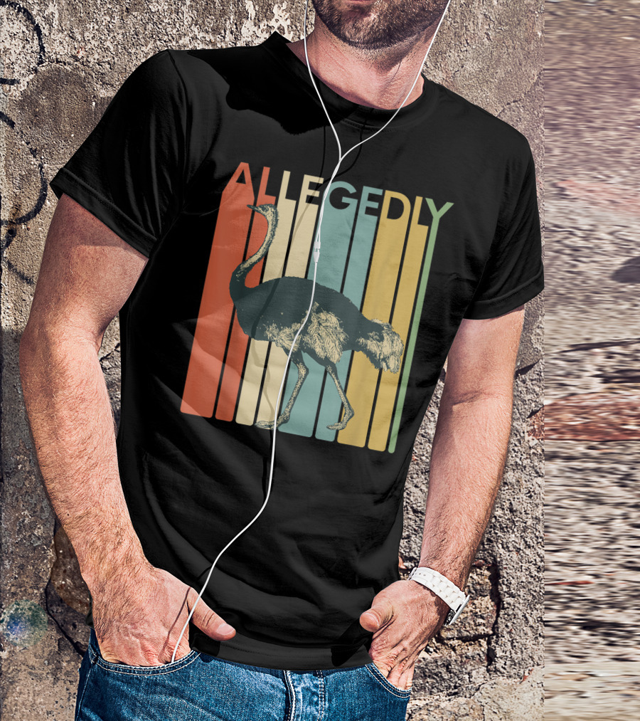 Allegedly Vintage Striped Ostrich Flightless Bird Lover T-Shirt