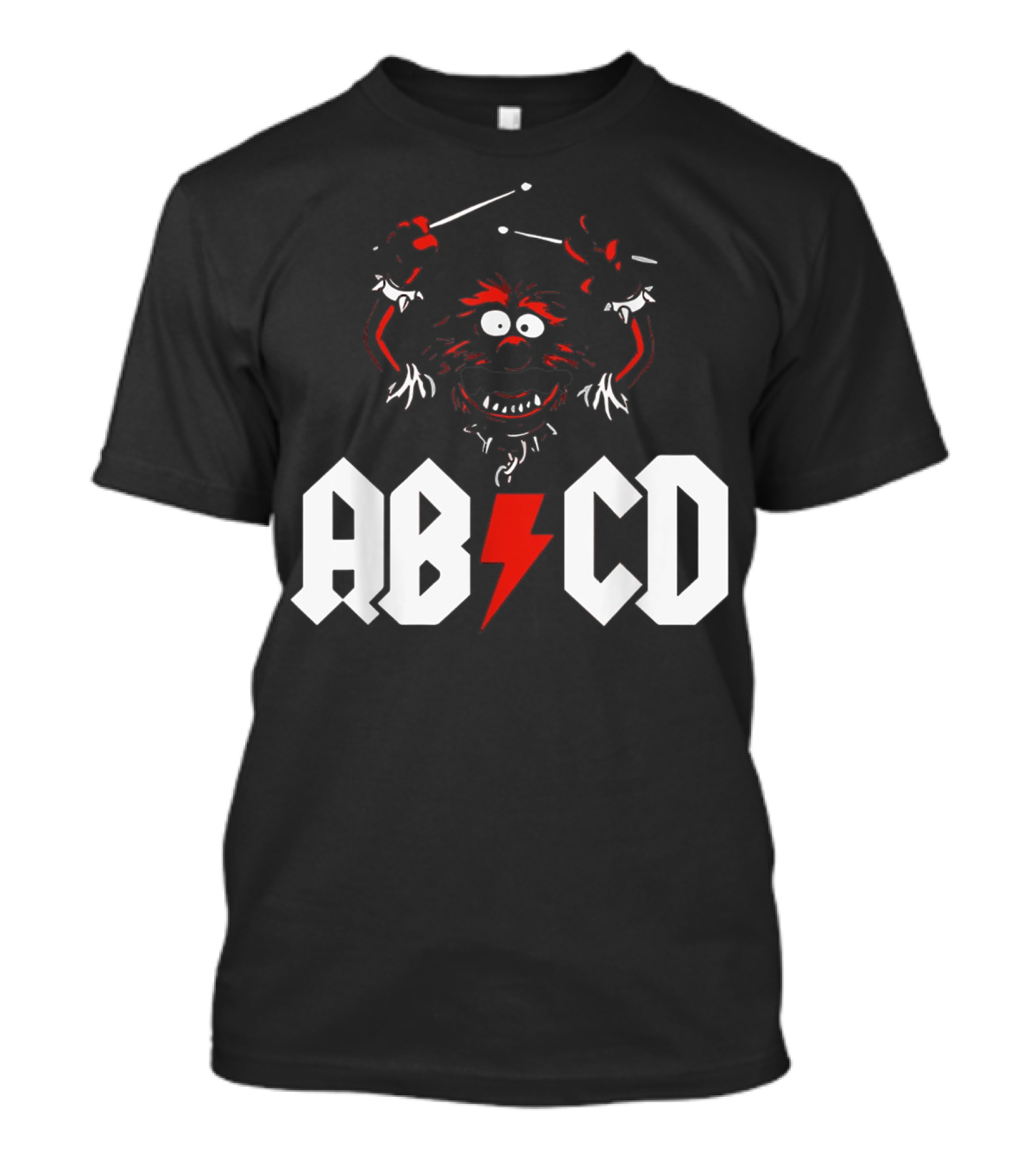 ABCD Drumming Drummer AC/DC Animal Muppet T-Shirt