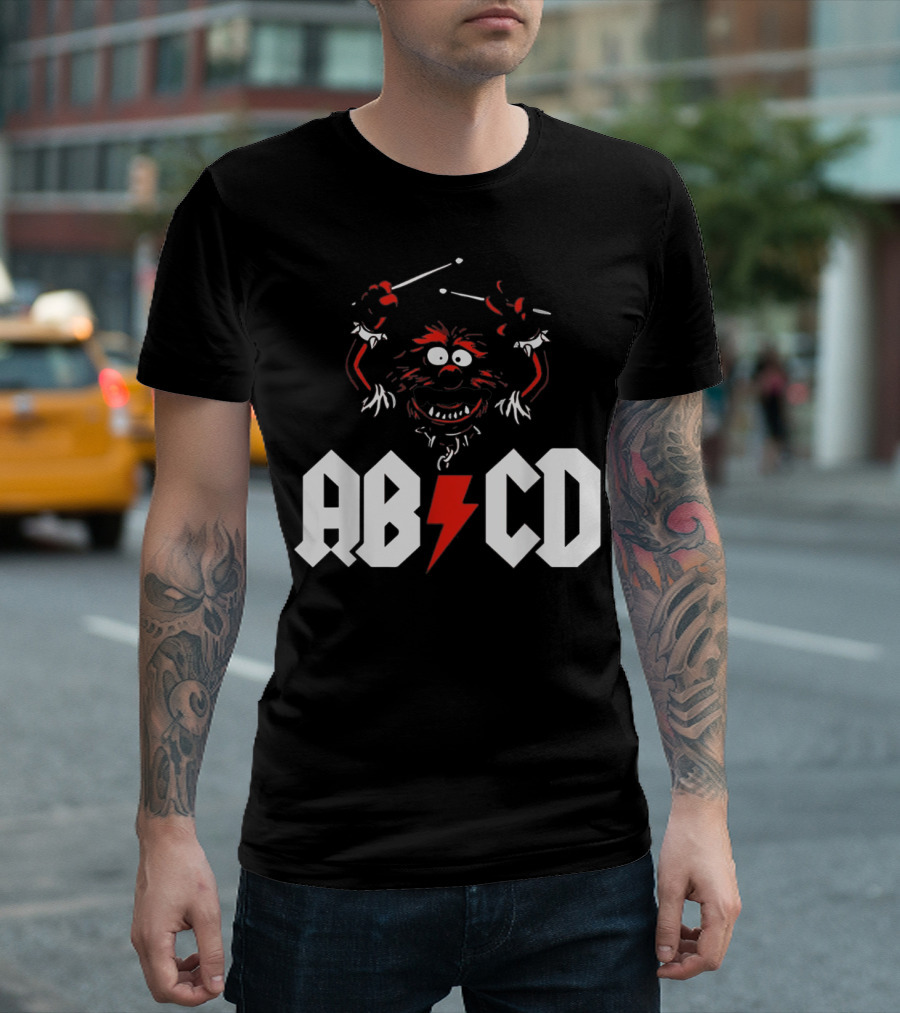ABCD Drumming Drummer AC/DC Animal Muppet T-Shirt