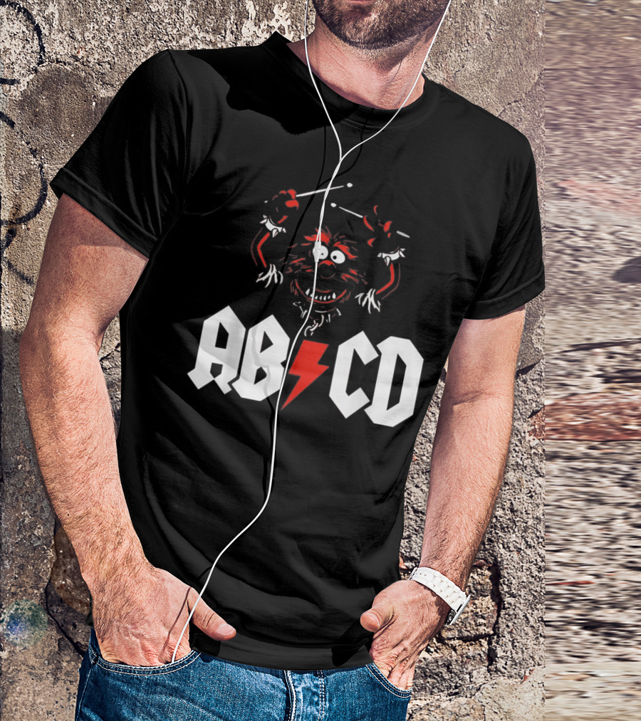 ABCD Drumming Drummer AC/DC Animal Muppet T-Shirt