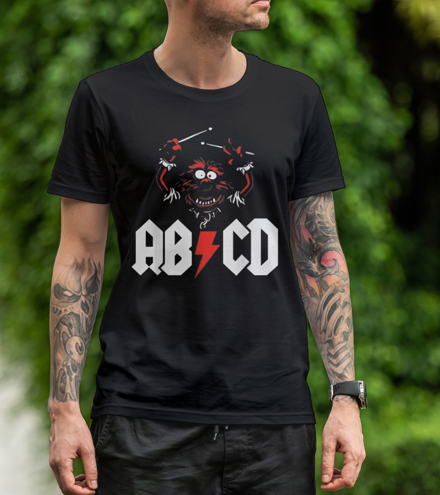 ABCD Drumming Drummer AC/DC Animal Muppet T-Shirt
