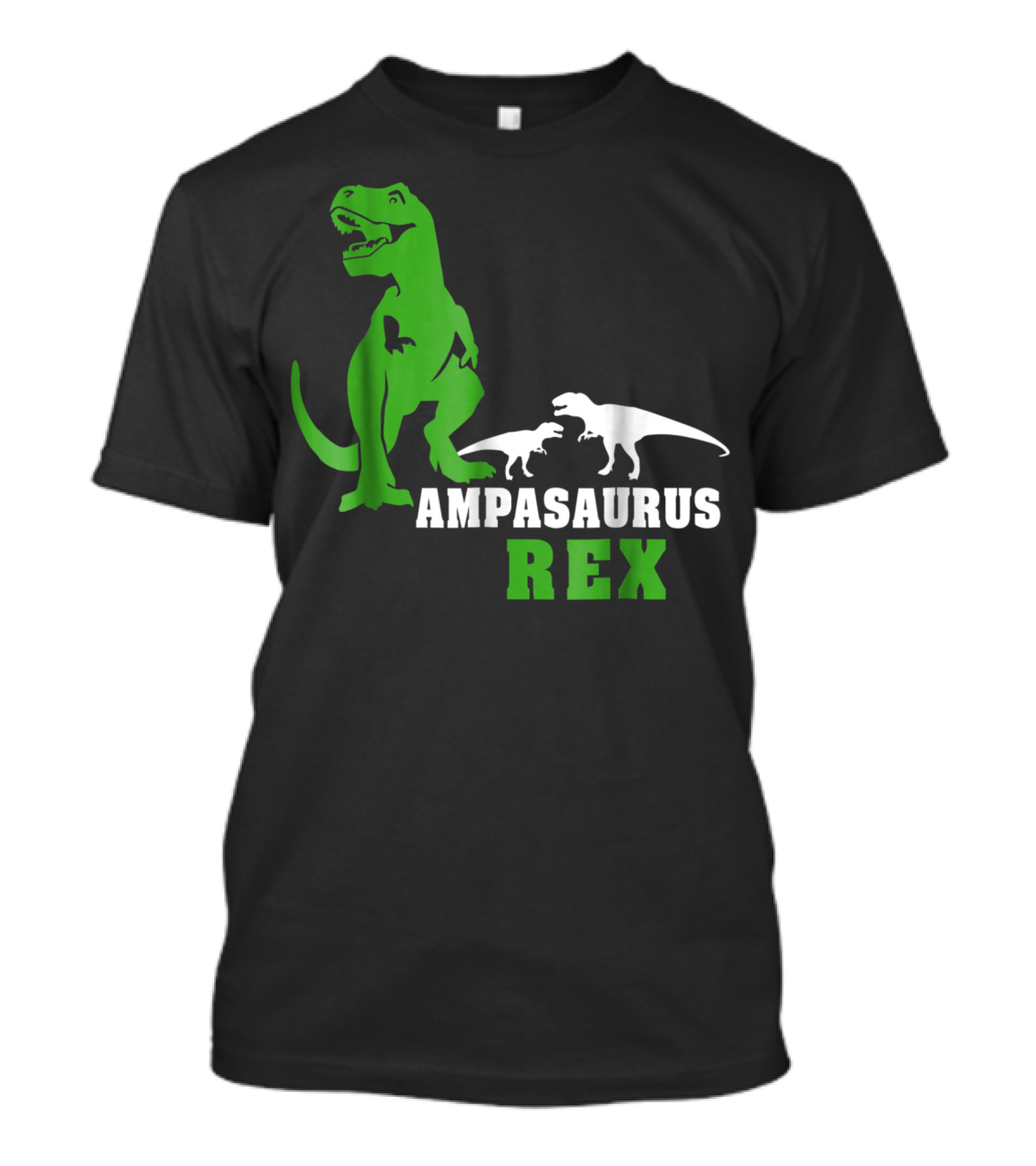 Ampasaurus Rex Dinosaur Graphic With Green And White T-Rex T-Shirt