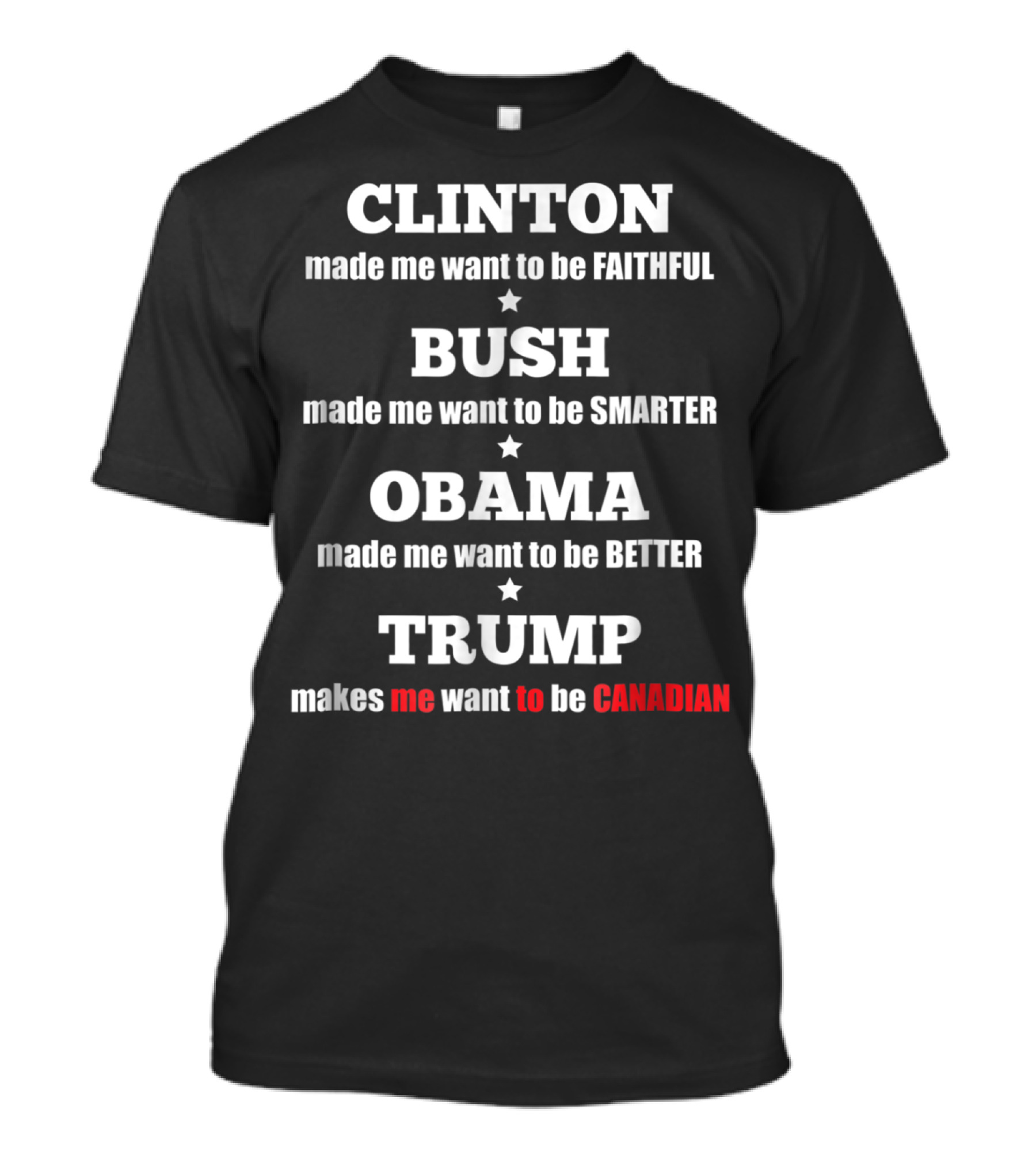 Clinton Bush Obama Trump Makes Me Want To Be Canadian T-Shirt