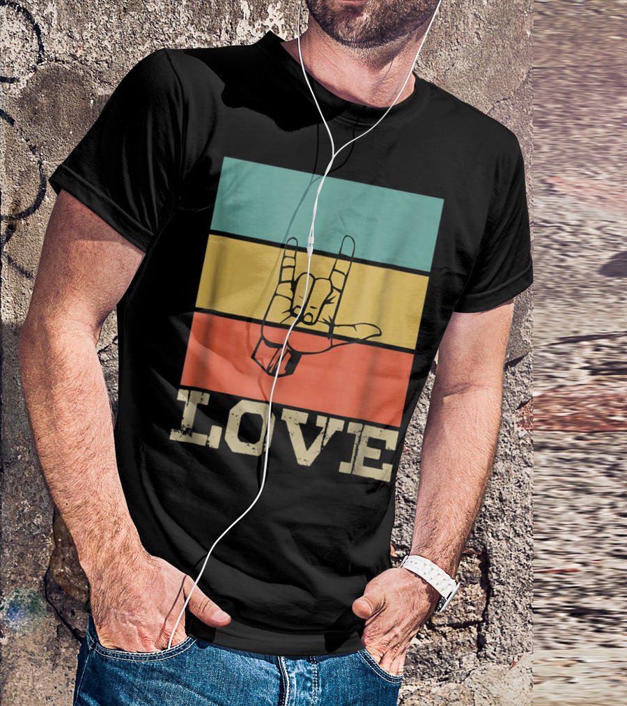ASL Love Hand Sign Vintage Retro T-Shirt