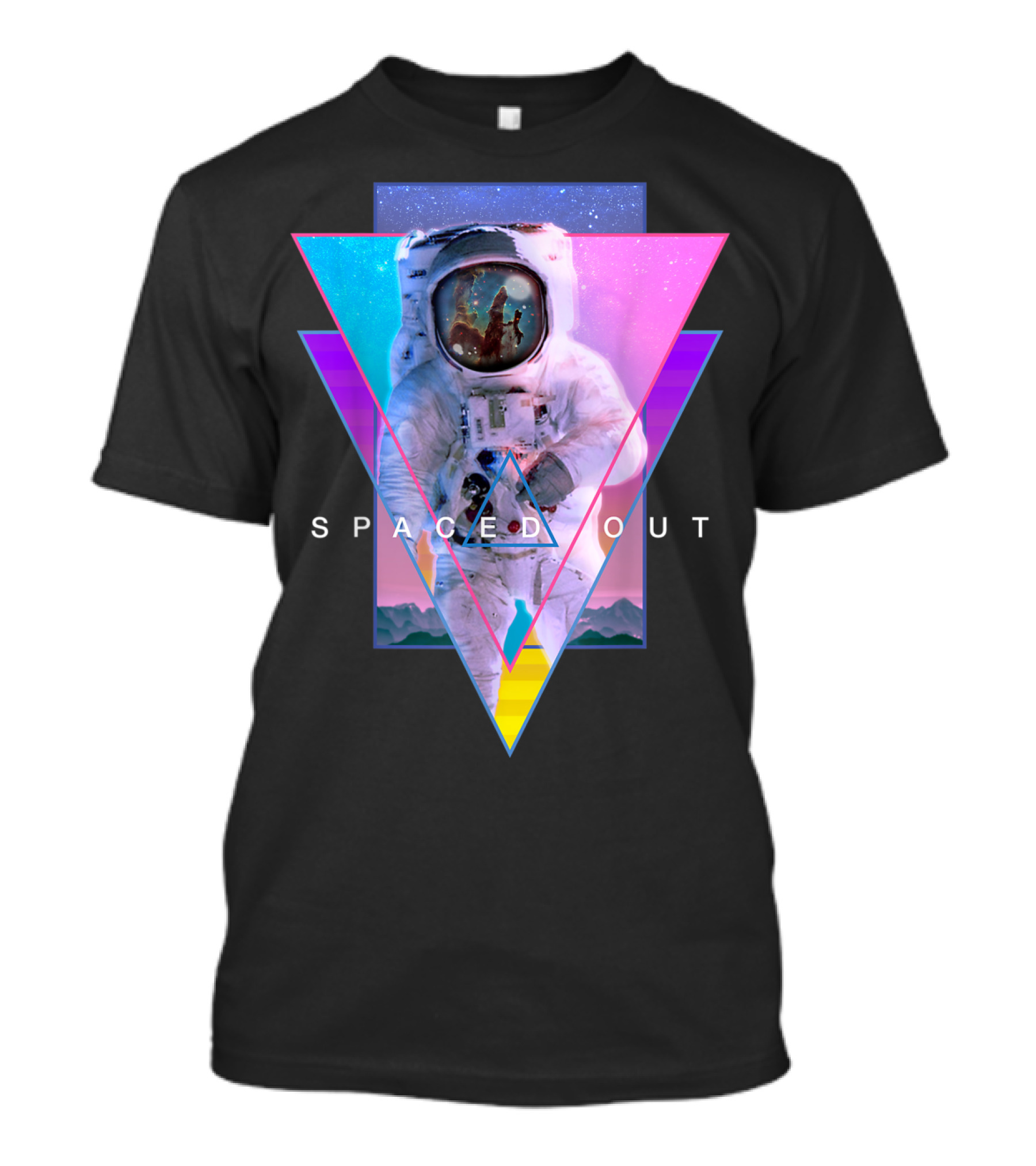 Spaced Out Astronaut Vaporwave Aesthetic Triangles T-Shirt