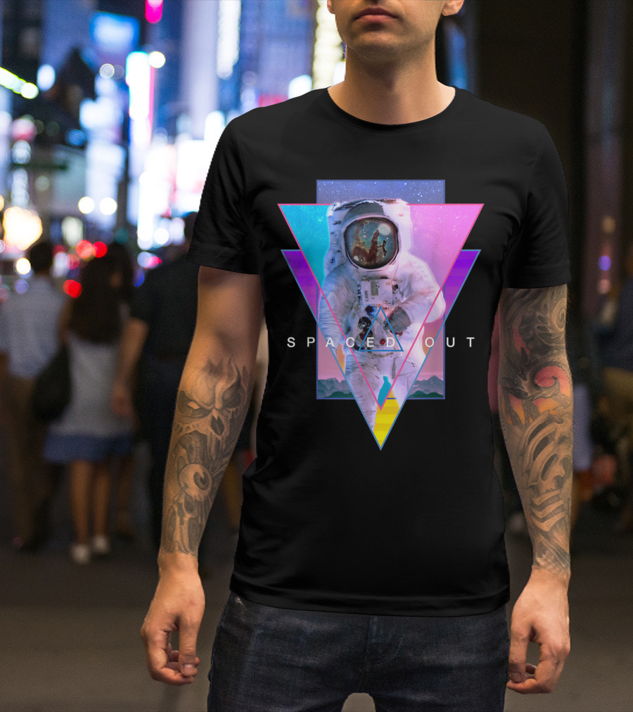 Spaced Out Astronaut Vaporwave Aesthetic Triangles T-Shirt