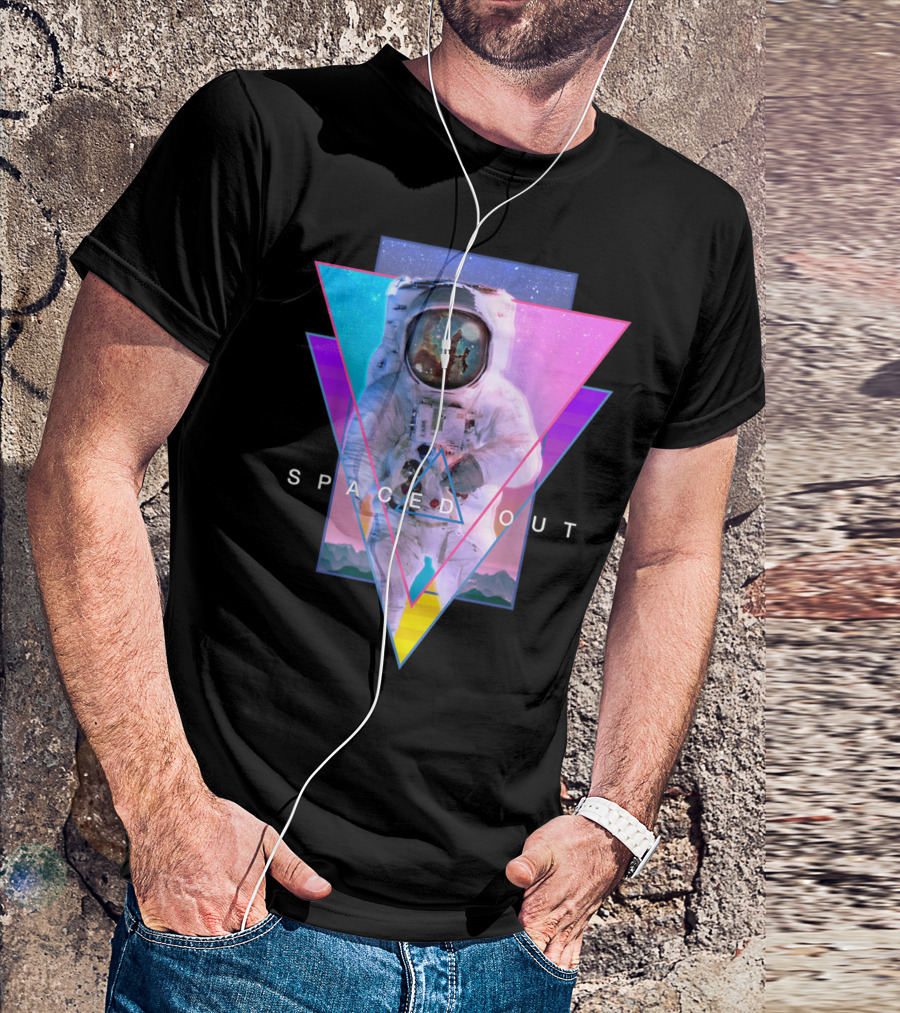 Spaced Out Astronaut Vaporwave Aesthetic Triangles T-Shirt
