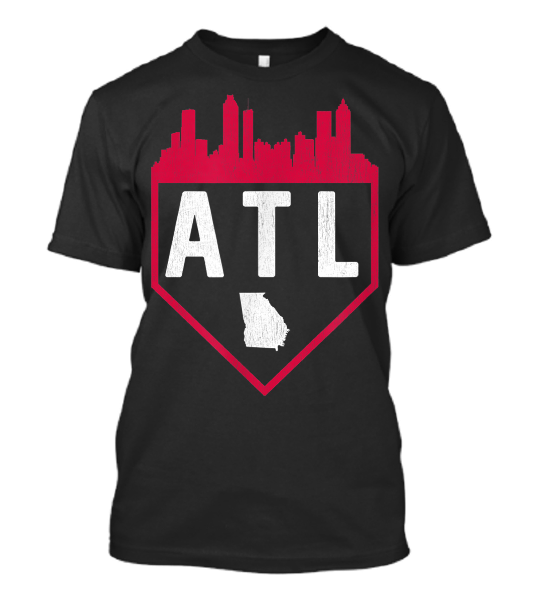ATL Atlanta Baseball Home Plate Georgia Skyline Vintage T-Shirt