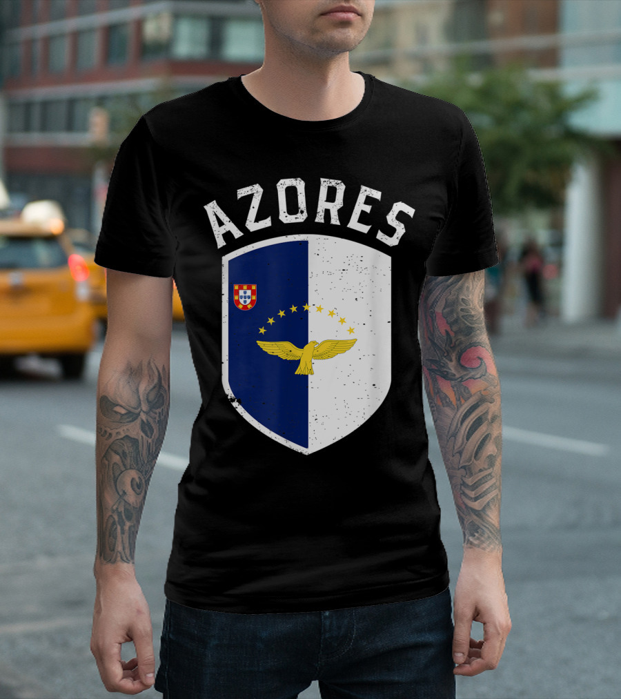 AZORES Portuguese Flag Emblem Eagle Stars Crest T-Shirt