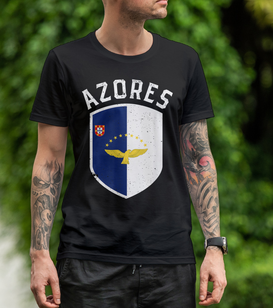 AZORES Portuguese Flag Emblem Eagle Stars Crest T-Shirt