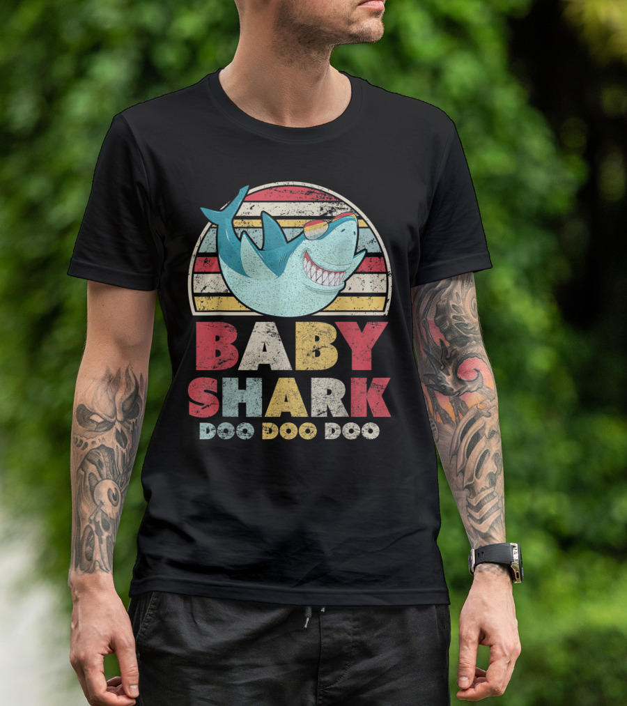 Retro Baby Shark Doo Doo Doo With Cool Sunglasses T-Shirt