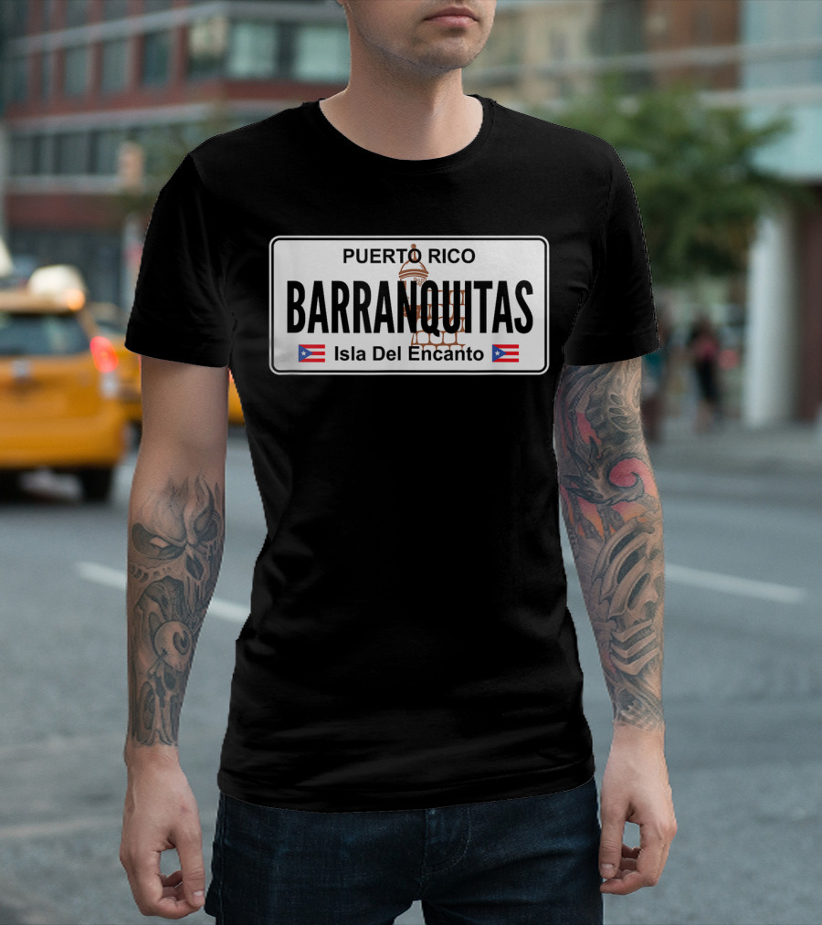 Barranquitas Puerto Rico Isla Del Encanto License Plate Flags T-Shirt