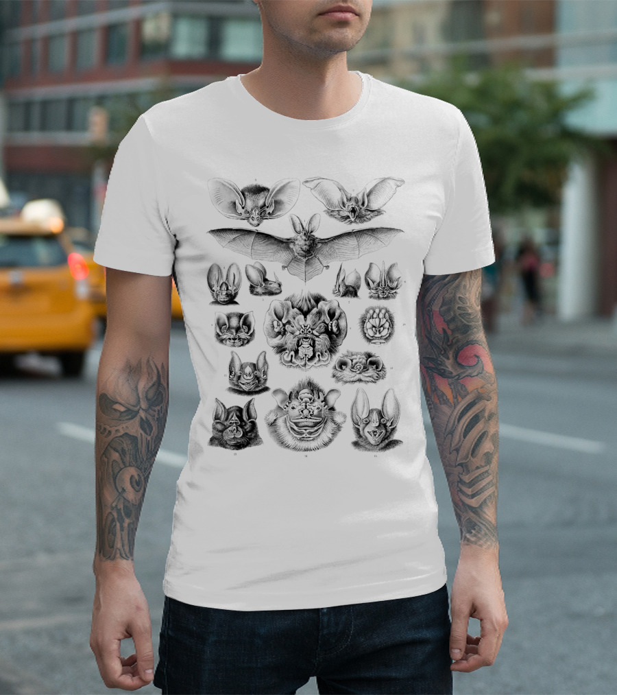 Bats Biology Scientific Illustration Detailed Sketches T-Shirt