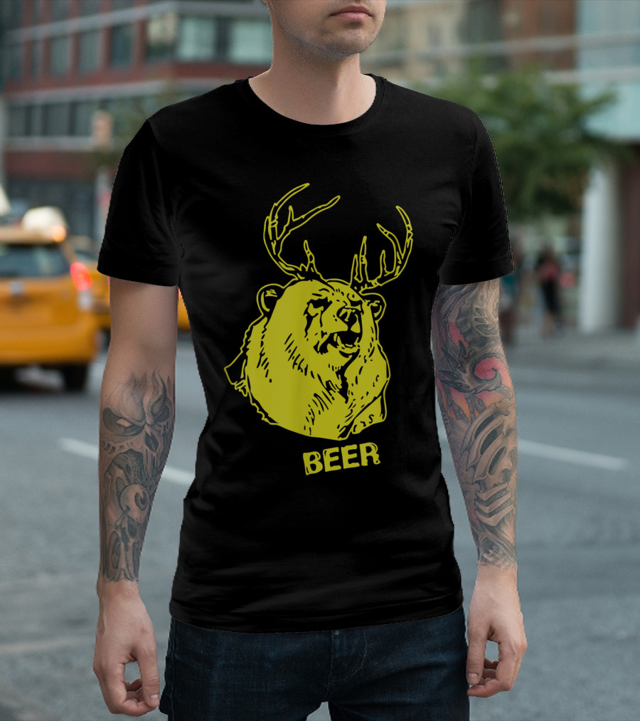 Bear With Deer Antlers Equals Beer T-Shirt