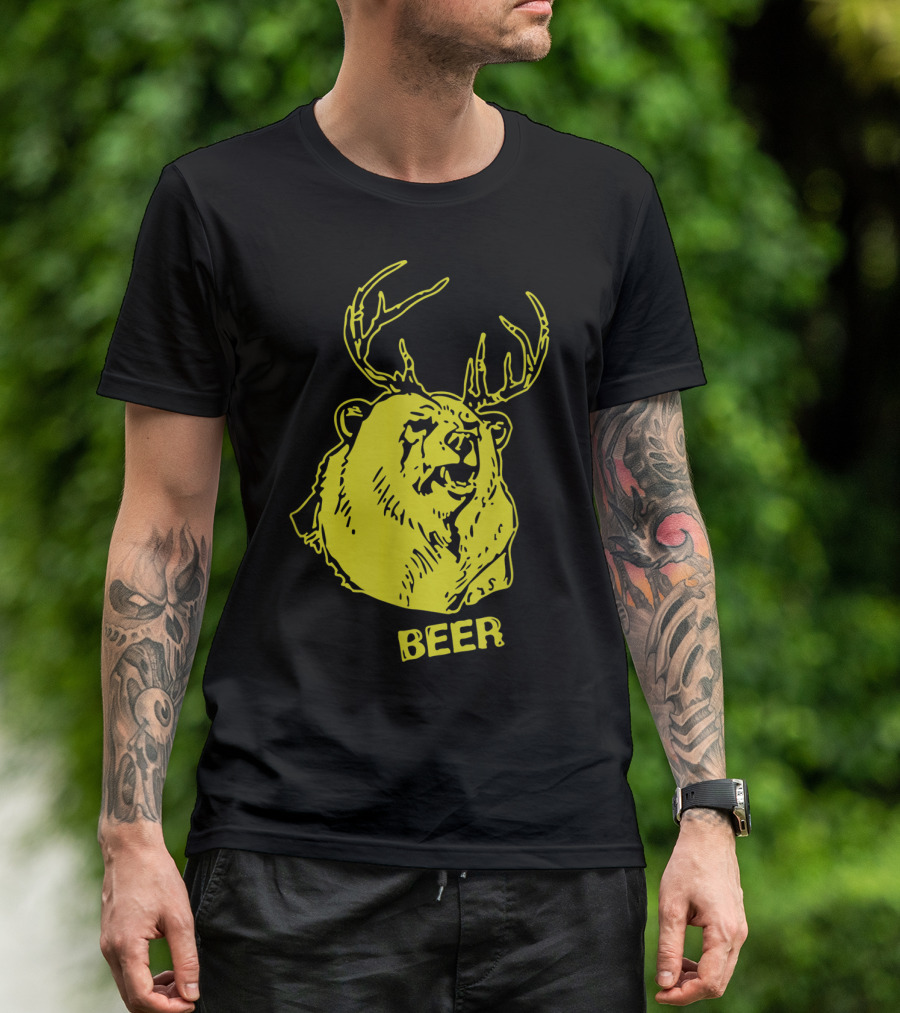 Bear With Deer Antlers Equals Beer T-Shirt
