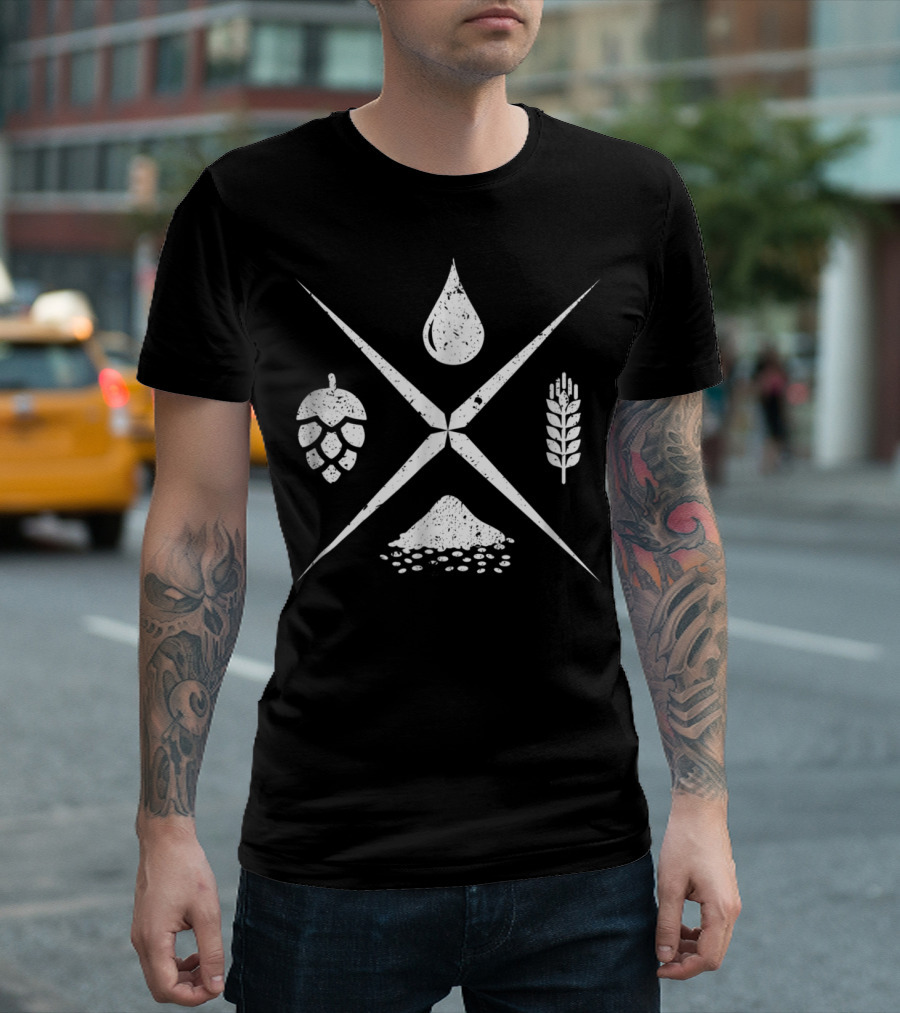 Beer Brewer Craft Beer Homebrew IPA Hops Grain Water Yeast Elements T-Shirt