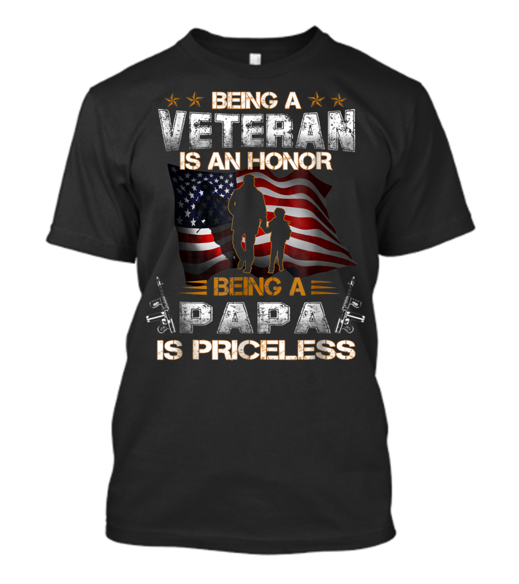 Being A Veteran Is An Honor Being A Papa Is Priceless American Flag T-Shirt